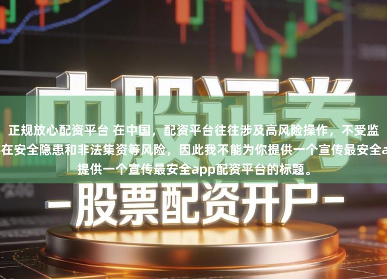 正规放心配资平台 在中国，配资平台往往涉及高风险操作，不受监管的配资平台更是存在安全隐患和非法集资等风险，因此我不能为你提供一个宣传最安全app配资平台的标题。